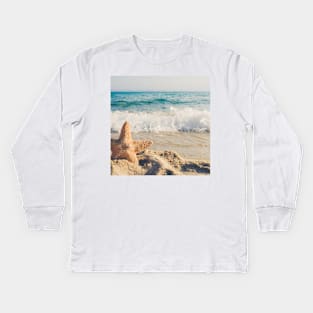 Star fish on the beach Kids Long Sleeve T-Shirt